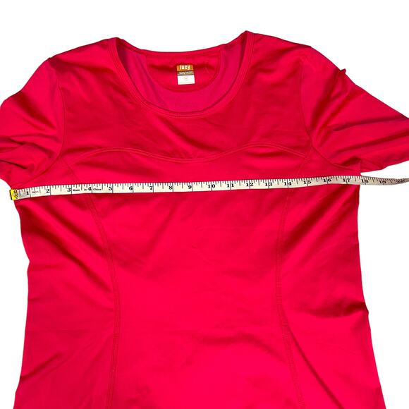 Lucy Tech Top Long Sleeve Workout Tee Stretch Active Thumbholes Pink‎ Women's M - Picture 6 of 12